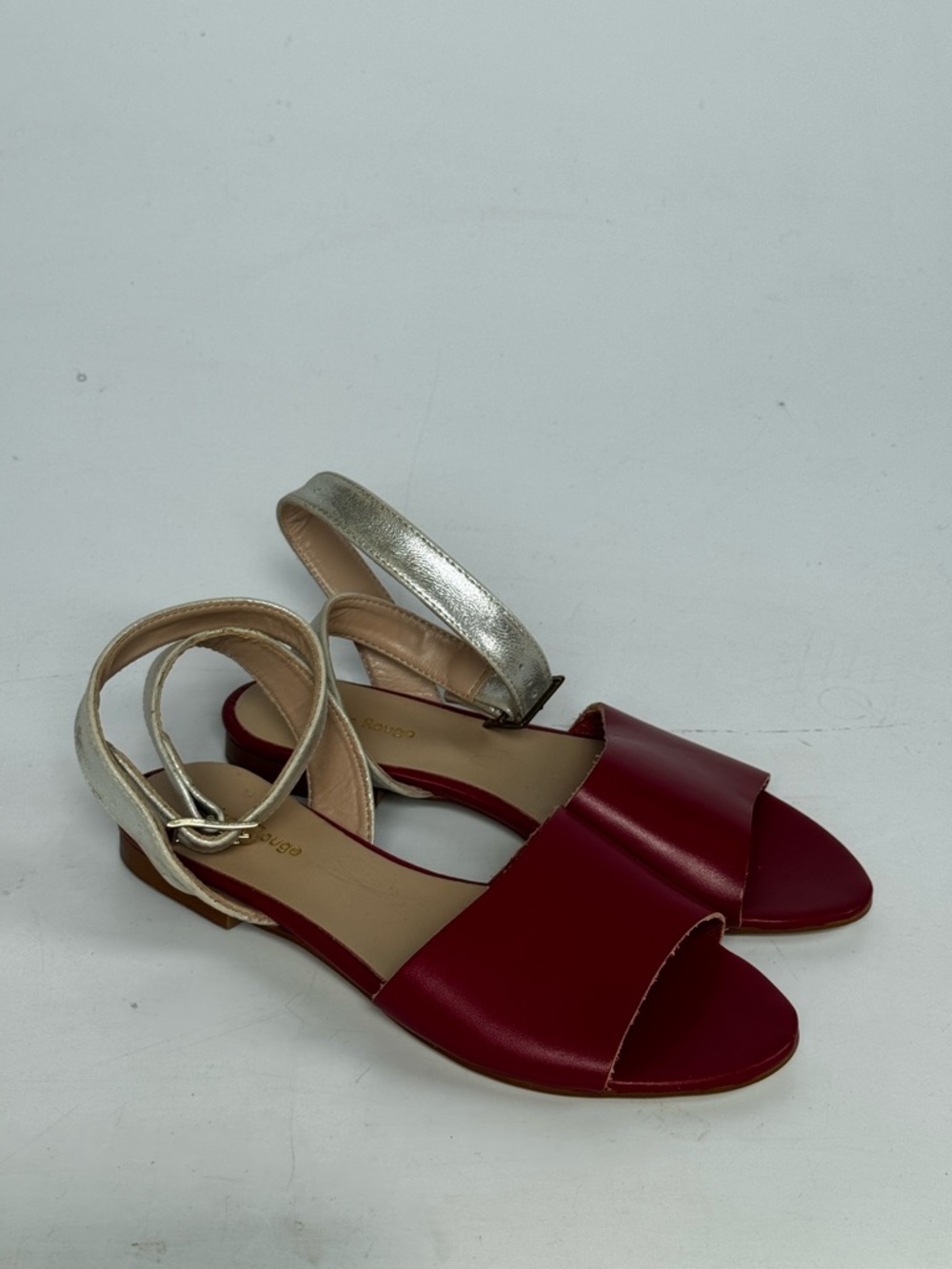Helene Rouge Red Leather Open-Toe Ankle Strap Sandals European Size 36 - Picture 4 of 10